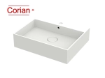 Vasque lavabo design rectangulaire, suspendu ou à poser, Couleur blanc mat, Finition lisse, Solid-Surface Corian®, Taille : 60 x 49 x 15 cm - LIVRAISON OFFERTE